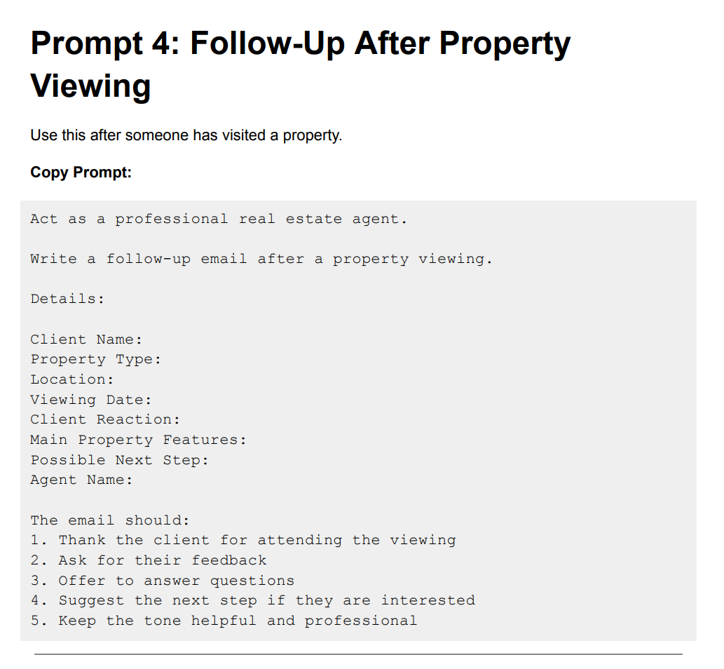 Preview page: Follow-Up After Property Viewing